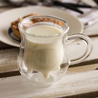 双层加厚牛奶杯早餐杯酸奶玻璃杯 办公室家用创意水杯果汁杯子