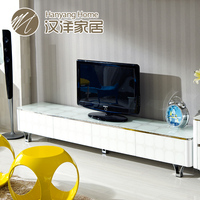 体现代简约白色风格钢化玻璃烤漆秦免安装电视柜客厅地柜