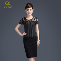轲雅2015夏季新款时尚黑白条纹修身包臀女连衣裙 一步裙C152-133E