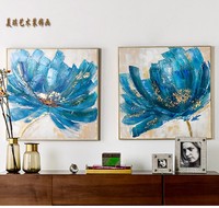 美琪 客厅沙发背景墙油画北欧现代装饰画床头挂画纯手绘抽象花卉