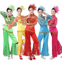 2015新款民族中老年秧歌服腰鼓舞表演服民族舞蹈服装女舞台演出服