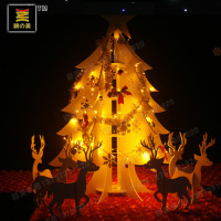 PVC立体发光创意圣诞树圣诞节装饰品婚庆用品白色圣诞树鹿套餐