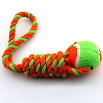 棉绳拖球玩具 宠物狗狗磨牙玩具 狗咬绳 拔河绳结玩具 七手提
