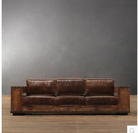 美式新款古典实木家具休闲意大利全皮沙发复古沙发三人位沙发特价