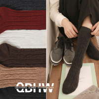 袜子女麻花竖条纹堆堆袜中筒短袜冬季针织加厚纯色韩国进口学生潮