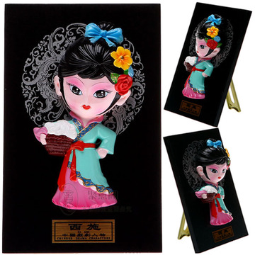 板式卡通泥人 四大美女 中国特色小礼品 京剧娃娃摆件 创意礼物