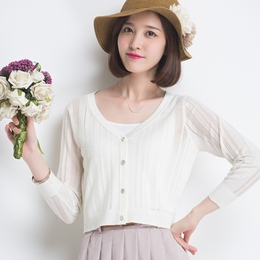 韩版夏季短款外搭线衣超薄款针织衫女开衫防晒衫披肩空调衫小外套