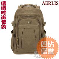AERLIS男士帆布包双肩包男韩版休闲旅行包17寸电脑包学生书包包邮