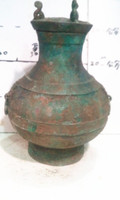 高仿青铜器汉代园壶，除声适重红斑绿锈收藏佳品厂家直销