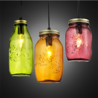 彩色创意玻璃吊灯简约现代咖啡厅酒吧吧台灯创意瓶子三头餐厅吊灯