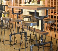 美式吧台桌实木铁艺复古水吧台酒吧台凳客餐厅小吧台椅长吧桌定做
