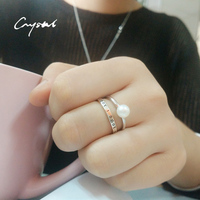 小姜天然水晶 925纯银天然淡水珍珠戒指 可调节送女友