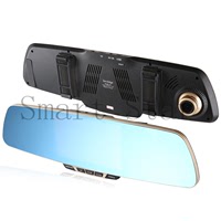 汽车后视镜行车记录仪A86高清1080p5寸蓝镜双镜头夜视一体机