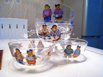卡通小熊耐热玻璃碗家用厨房饭碗菜碗汤碗面碗韩国Bear熊大中小号