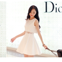 夏季新款时尚蕾丝短裙性感夜店女装韩版修身纯色雪纺连衣