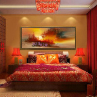 手工油画风景客厅装饰画现代欧式简约横幅抽象床头沙发背玄关挂画