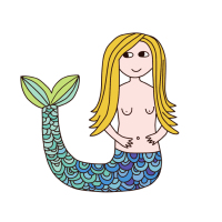 创意防水纹身贴纸 单尾美人鱼 可爱美丽 女生 TATOO刺青纹身贴