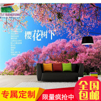 日式风景大型客厅沙发壁画寿司店背景墙纸壁纸日本富士山樱花树下