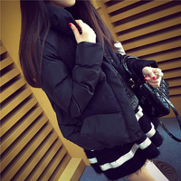 大码韩版女冬装新款蕾丝立领高中学生加厚羽绒服棉服棉衣袄外套潮