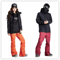 情侣款滑雪服16新韩国正品STL防风防水冲锋衣休闲黑滑雪衣夹克衣