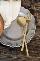 日本杂货zakka 印度制手工作品复古黄铜西餐餐具 叉勺 餐勺