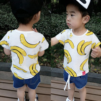 童装2015夏季新款 小童宝宝上衣韩版潮款男女童香蕉破洞短袖T恤