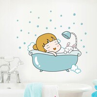 【我爱洗澡】卡通儿童房小贴纸浴室创意墙贴 可移除墙壁贴瓷砖贴