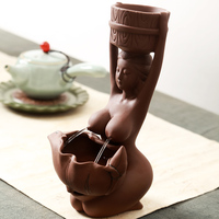 紫砂茶宠摆件 创意茶漏过滤奶茶妹功夫茶具陶瓷喷水茶玩茶壶公杯