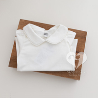女童装2014秋装新款韩版小翻领百搭长袖打底衫白色纯棉T恤