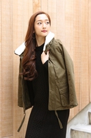 简约时尚日本订单冬季新款女装加厚加绒修身军绿色纯棉棉服外套
