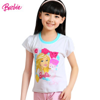芭比公主童装 儿童T恤女童春夏装精梳棉短袖t恤宝宝卡通打底衫