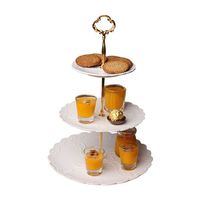 欧式双层水果盘客厅创意三层蛋糕架甜品干果糖盘下午茶陶瓷点心盘