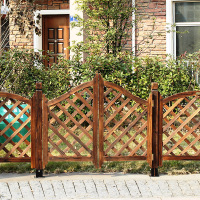 别墅仿古网格木栅栏木围栏门 复古碳化防腐木篱笆门花园门院子门