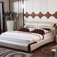 皮床皮艺床欧式真皮双人床简约实木1.8米婚床可拆洗新品厂家直销
