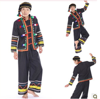 新款长袖彝族族男装演出服壮族傣族服装拉祜族苗族表演民族服装