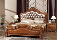 星秀阁家居 卧室家具 高档胡桃色橡木床 欧式实木双人床 1.8米床