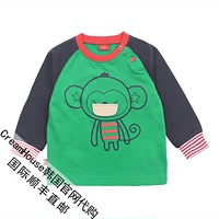 【CreamHouse】韩国代购正品.男婴童拼色猴子纯棉长袖圆领T恤