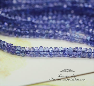 玻璃体 天然坦桑石切面算盘 刻面扁珠~diy散珠 熏衣草紫色3mm无折