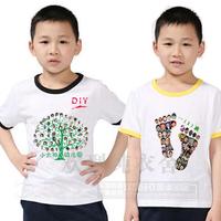 六一纯棉儿童照片T恤定制 空白手绘文化衫定做幼儿园服广告衫印字