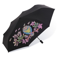 创意遇水开花变色伞斑马猫头鹰三折叠晴雨伞遮阳伞黑胶防晒太阳伞