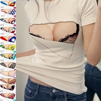 包邮 3D定制性感紧身夜店主播日本撕奶装爆乳女优短袖情趣T恤男女