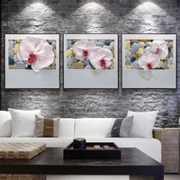 沙发背景墙壁画客厅三联装饰画无框花卉现代简约卧室立体浮雕挂画