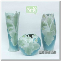 特价 现代时尚陶瓷花瓶三件套 花插 礼品 简约雕刻居家装饰摆件