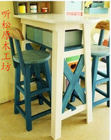 家用吧台吧椅实木高脚桌地中海美式乡村田园客厅小吧台隔断靠墙桌