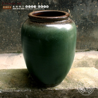 现代中式陶瓷器小罐复古做旧亚光绿色花瓶会所别墅客厅装饰工艺品