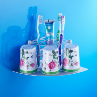 太空铝漱口杯套装 洗漱牙刷牙膏收纳架子 创意牙具置物架 可挂墙