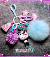 新品可爱熊猫款变身 hello Kitty 凯蒂猫 獭兔毛球日本钥匙扣挂件