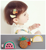 女宝宝发夹卡通水果婴儿发夹女孩发爪可爱西瓜柠檬菠萝女童头饰