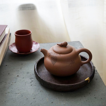 一水堂宜兴原矿紫砂壶茶具全手工段泥葫芦壶收藏名家刻绘260ml