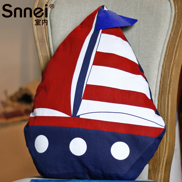 创意帆船抱枕 可爱靠垫 地中海风格创意沙发靠枕儿童房装饰